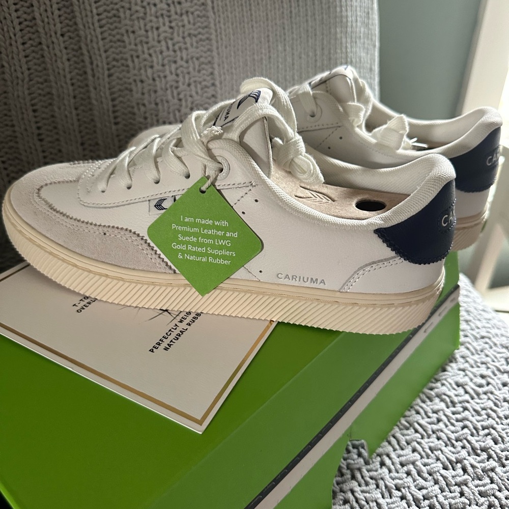 Cariuma White Diamond and Smoke Blue Sneakers